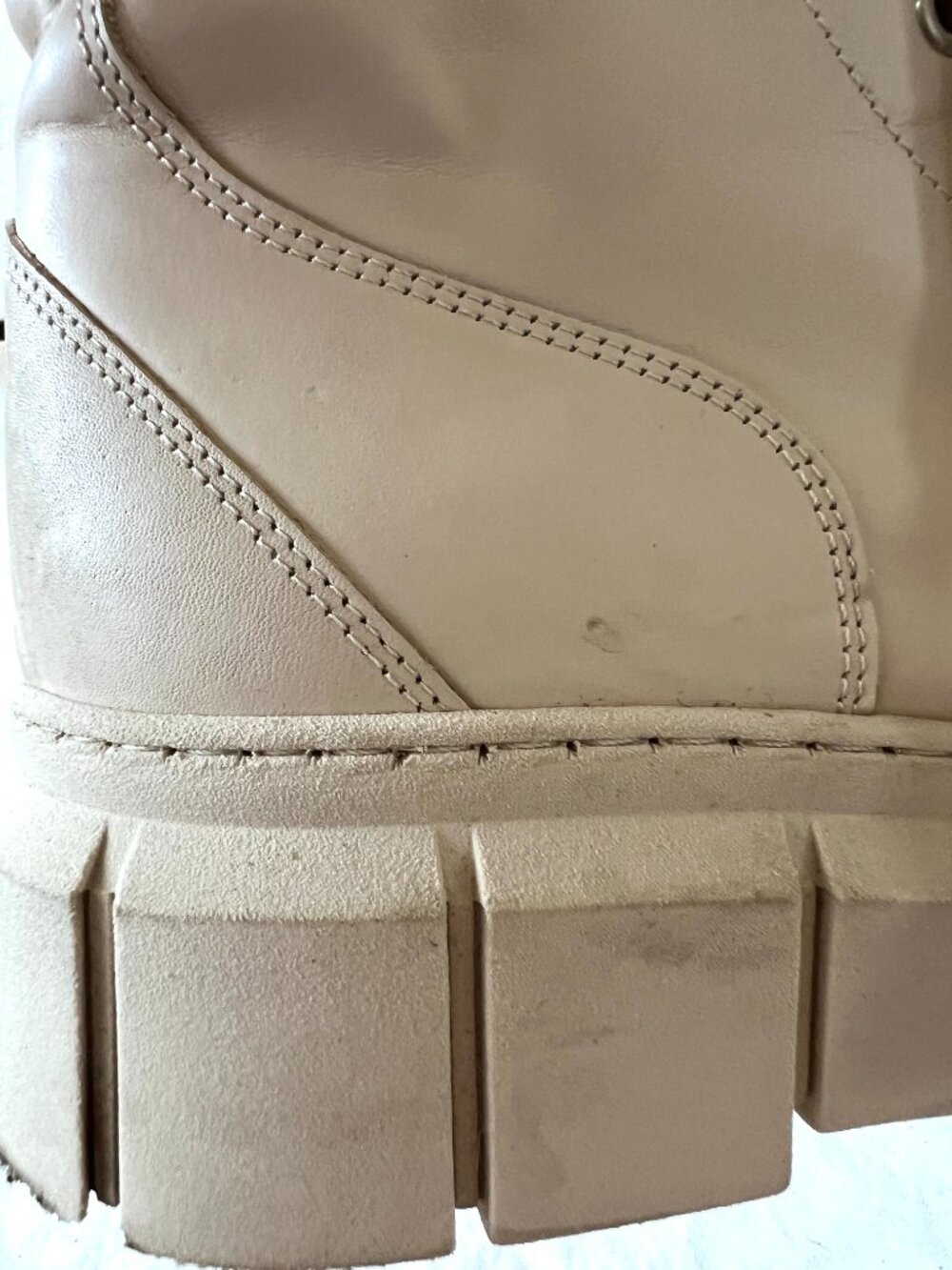 Alohas boots combat Can Can cream beige leather lace up platform lug 38 7 7.5. - Picture 10 of 14